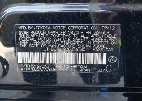 2013 Lexus Gs 350 from USA, damaged, VIN JTHBE1BL9D5016180